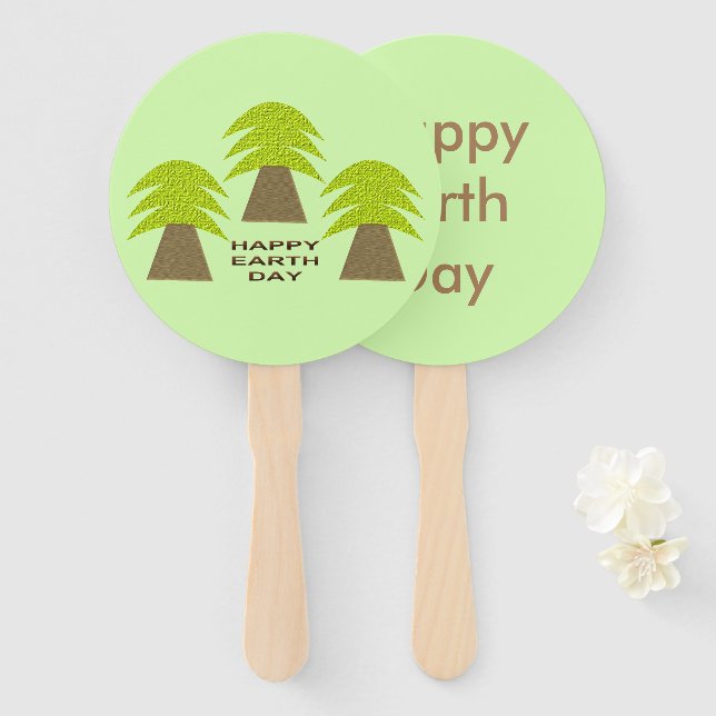 Earth Day Trees Personalized Hand Fan (Front and Back)