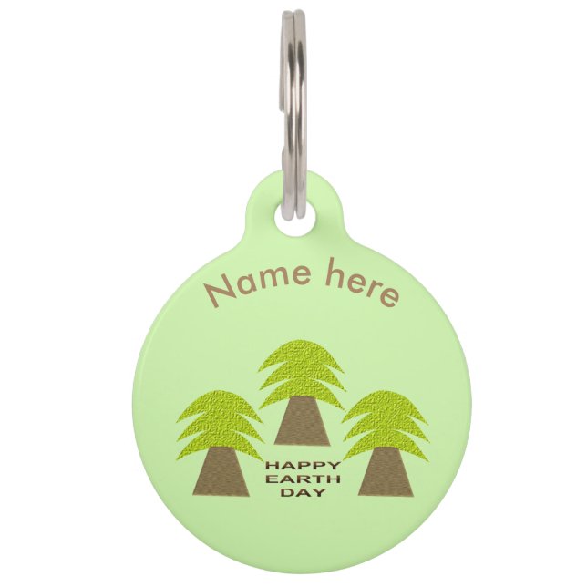 Earth Day Trees Personalized Pet Tag (Front)
