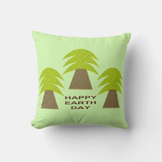 Earth Day Trees Throw Pillow (Front)