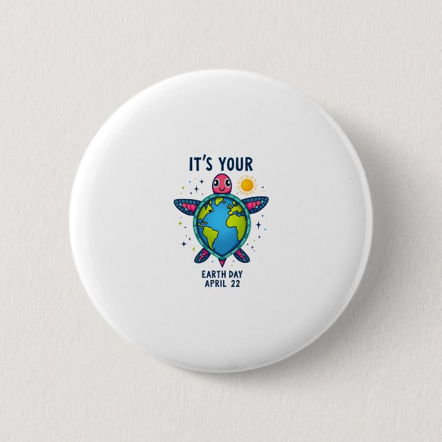 Earth Day Turtle Design April 22 For Nature Lovers 2 Inch Round Button (Front)