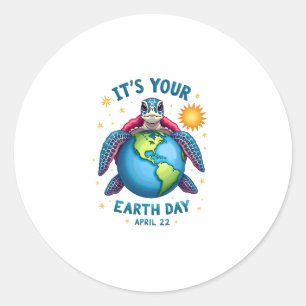 Earth Day Turtle Design April 22 For Nature Lovers Classic Round Sticker