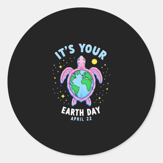 Earth Day Turtle Design April 22 For Nature Lovers Classic Round Sticker (Front)