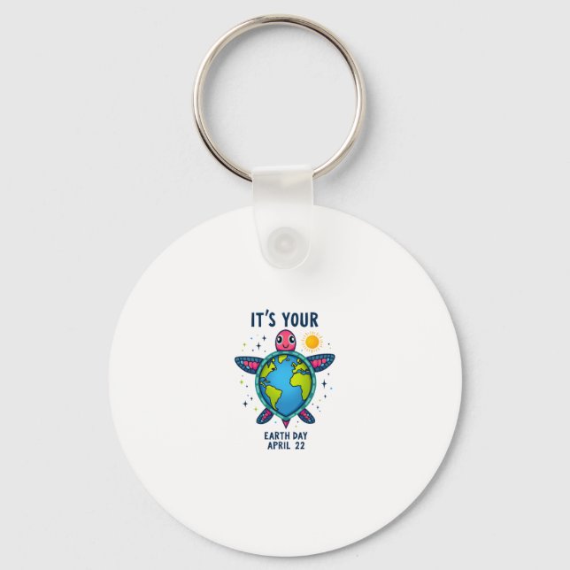 Earth Day Turtle Design April 22 For Nature Lovers Keychain (Front)