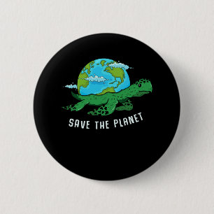 Earth Day Turtle Lover Ocean Save Recycle Planet 2 Inch Round Button