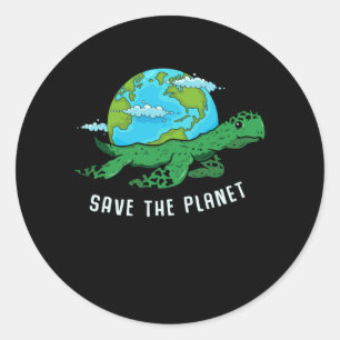 Earth Day Turtle Lover Ocean Save Recycle Planet Classic Round Sticker
