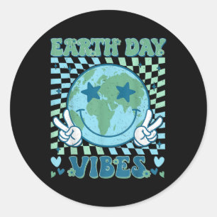 Earth Day Vibes Hippie Planet Anniversary Earth Da Classic Round Sticker