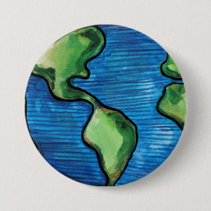 Earth Day Watercolor Environmentalism Artwork      3 Inch Round Button
