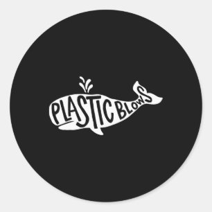 Earth Day Whale - Plastic Blows  Classic Round Sticker