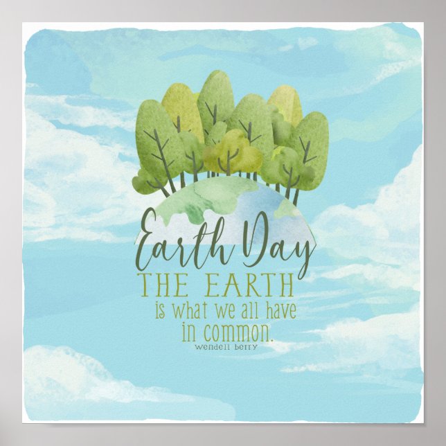 Earth Day Whimsical watercolor poster with quote (Front)
