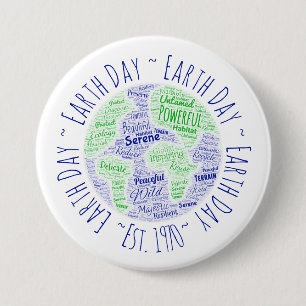 Earth Day Word Art 3 Inch Round Button