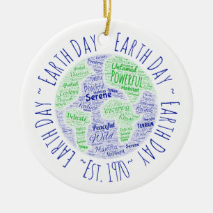 Earth Day Word Art Ceramic Ornament