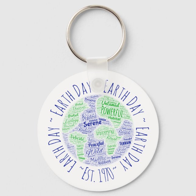 Earth Day Word Art Keychain (Front)