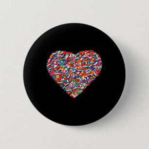 Earth Day World All Countries Flags In Heart Patri 2 Inch Round Button