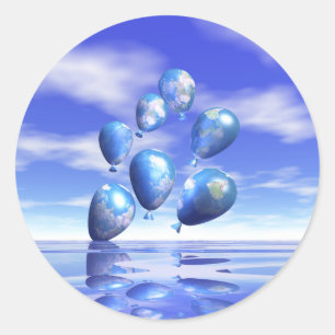 Earth Day World Balloons Classic Round Sticker