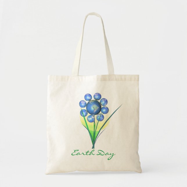 Earth Day World Flower Tote Bag (Front)