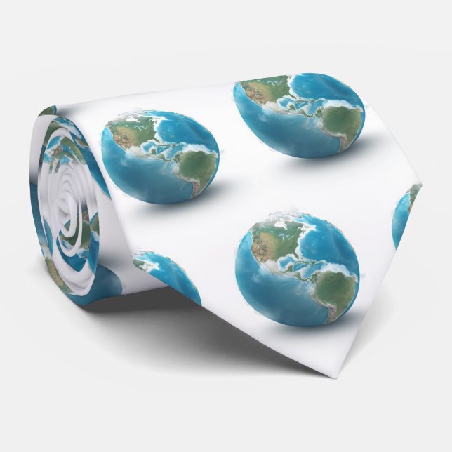 Earth Day-world globe with clouds Tie (Rolled)