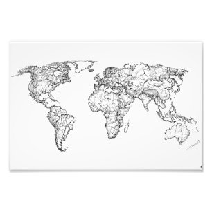 Earth drawing continents photo print