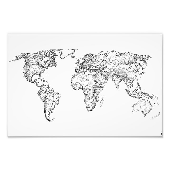 Earth drawing continents photo print (Front)