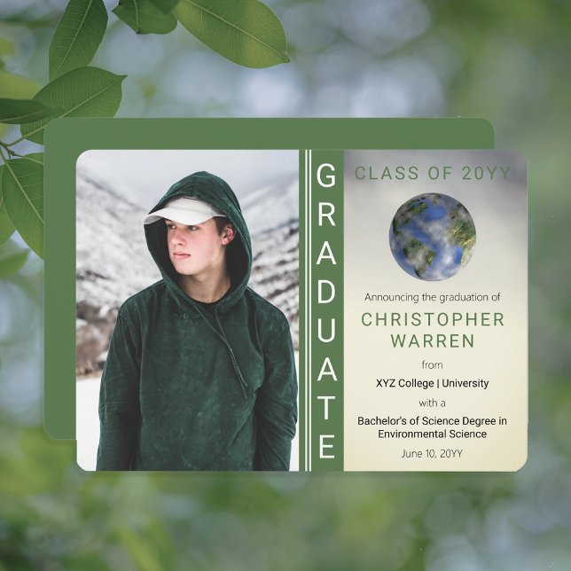 Earth Environmental Science Graduate Graduation  A Announcement (Earth Environmental Science Graduate Graduation Announcement -- Print and/or Download)