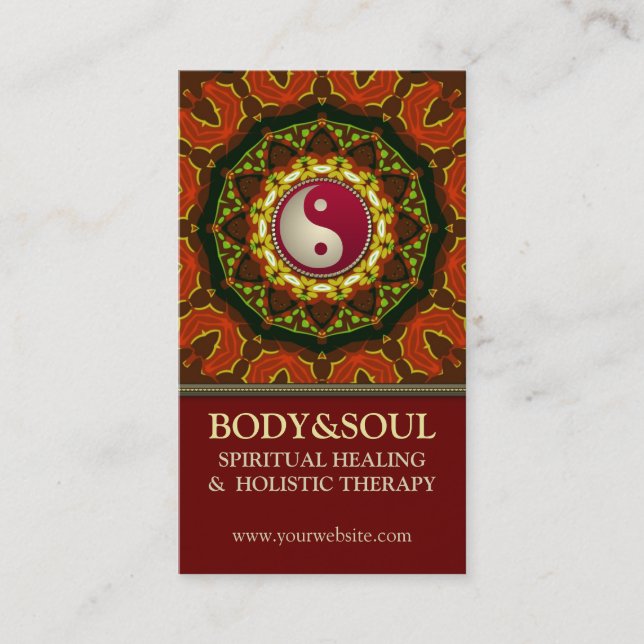 Earth Fire Mandala YinYang New Age Business Cards (Front)