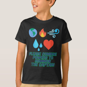 Earth Fire Wind Water Heart Planet Funny 90s T Shi T-Shirt