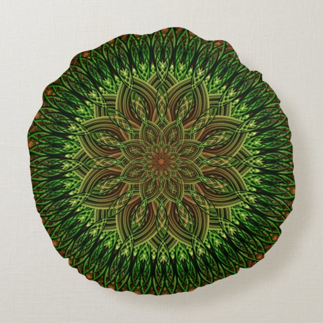 Earth Flower Mandala Round Pillow (Back)