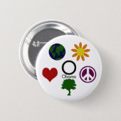 Earth, Flower, Peace, Tree, Love, Obama Button (Front & Back)
