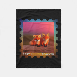 Earth Forever Environmental Protection Stamp Sunse Fleece Blanket