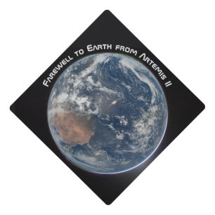 Earth From Artemis II Graduation Cap Topper