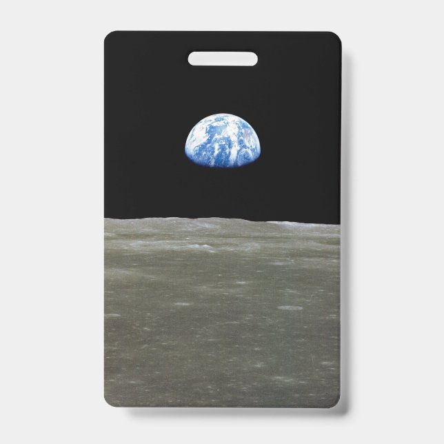 Earth from Moon in Black Space: Earthrise Badge (Front)