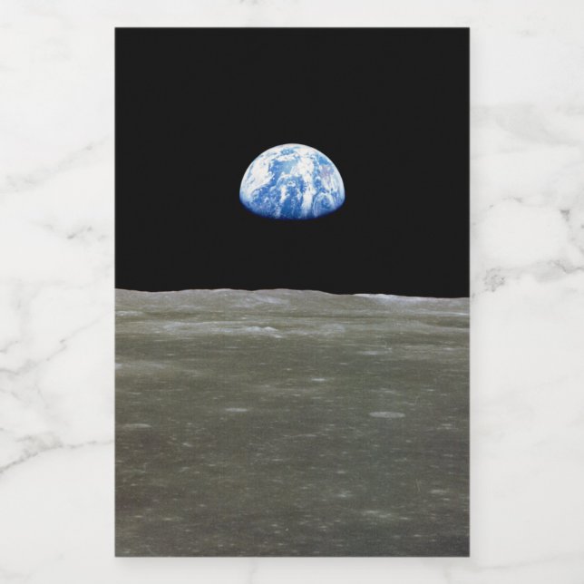 Earth from Moon in Black Space: Earthrise Food Label (Single Label)