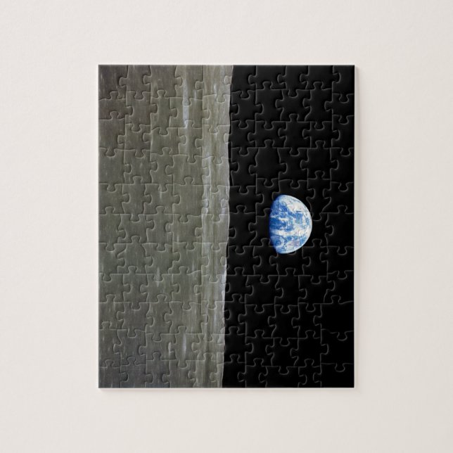 Earth from Moon in Black Space: Earthrise Jigsaw Puzzle (Vertical)
