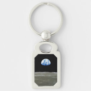 Earth from Moon in Black Space: Earthrise Keychain