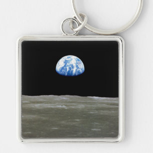 Earth from Moon in Black Space: Earthrise Keychain