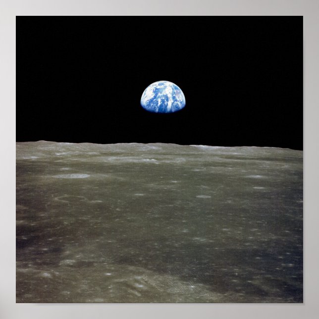 Earth from Moon in Black Space: Earthrise Poster (Front)