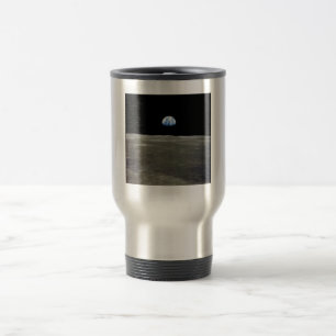 Earth from Moon in Black Space: Earthrise Travel Mug