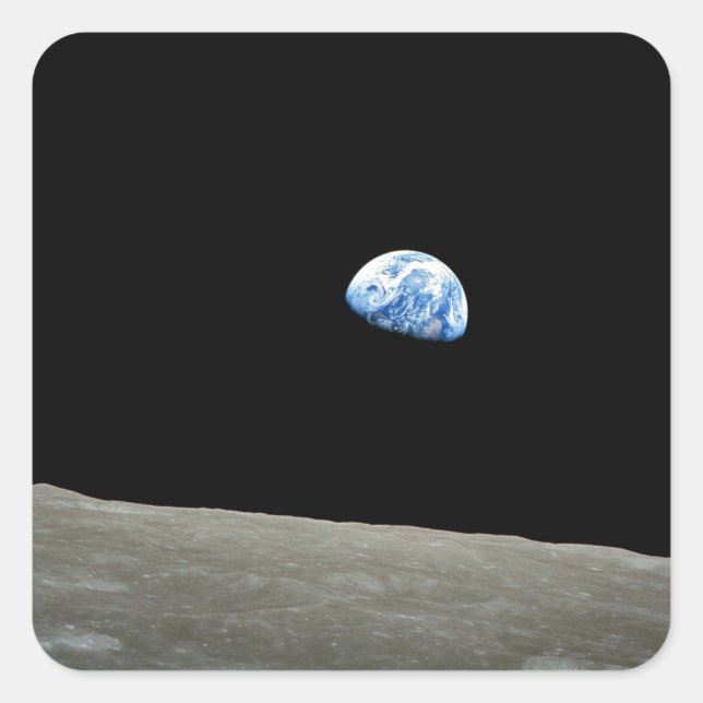 earth from moon space universe square sticker (Front)