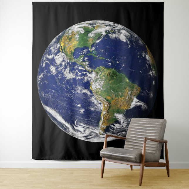 EARTH FROM SPACE Custom Polyester Tapestry (In Situ)