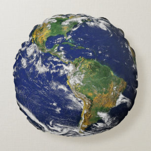 EARTH FROM SPACE Custom Round Throw Pillow