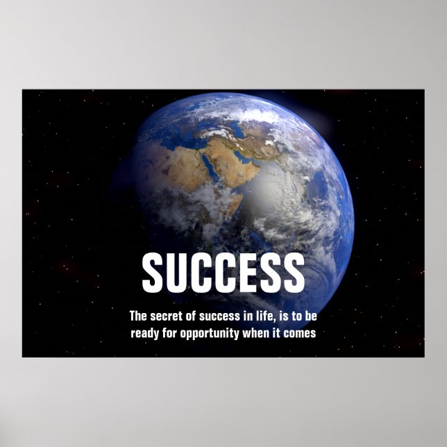 Earth From Space Success Quote Inspirational Poster (Front)