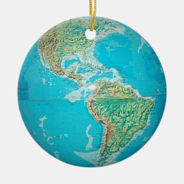 Earth Globe 1 & 2 Ceramic Ornament (Front)