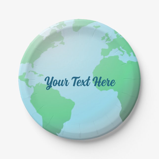 Earth Globe Background with any Text Paper Plate (Front)