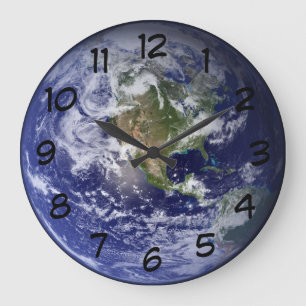 Earth globe wall clock