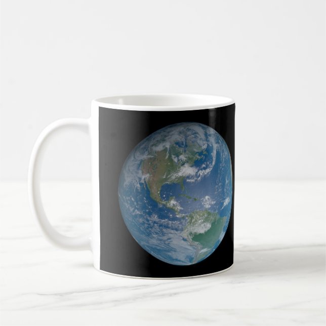 Earth globe with photo taken from space coffee mug (Left)