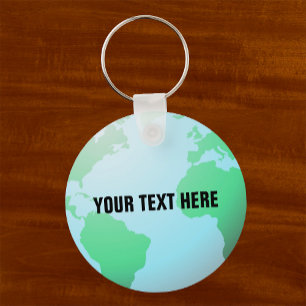Earth Globe with your Custom Text Keychain