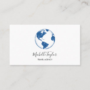 Earth Globe Word Map Travel Agency Agent QR code Business Card