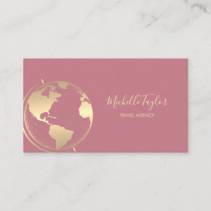 Earth Globe Word Map Travel Agency Agent QR code   Business Card