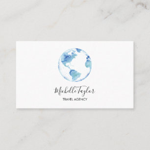 Earth Globe Word Map Travel Agency Agent QR code   Business Card