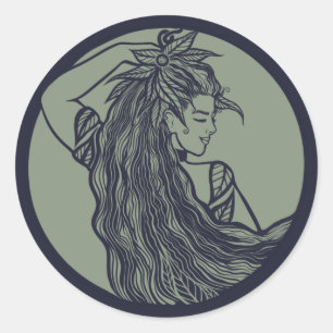 Earth Goddess Green Witch Pagan Druid Witches Classic Round Sticker