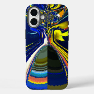 Earth Gold and Cool Blue Fluid Abstract Art Print iPhone 16 Plus Case